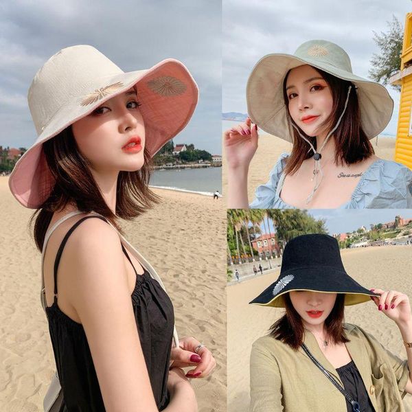 women summer leisure floppy beach sun hat reversible sweet daisy sunflower embroidery wide brim uv protection bucket hats, Blue;gray
women summer leisure floppy beach sun hat reversible sweet daisy sunflower embroidery wide brim uv protection bucket hats, Blue;gray