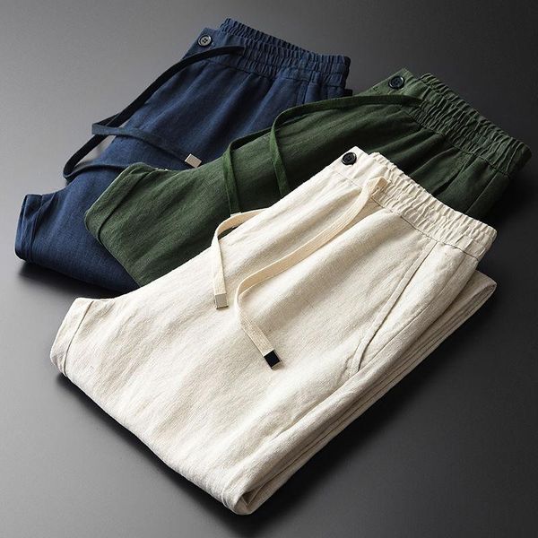 men's pants summer light linen casual solid color lace up waist middle-aged and young people's breathable straight, Black
men's pants summer light linen casual solid color lace up waist middle-aged and young people's breathable straight, Black