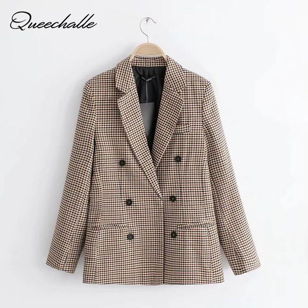 women's suits & blazers queechalle blazer coat autumn double breasted long sleeve notched collar plaid suit jacket coats female casual, White;black
women's suits & blazers queechalle blazer coat autumn double breasted long sleeve notched collar plaid suit jacket coats female casual, White;black