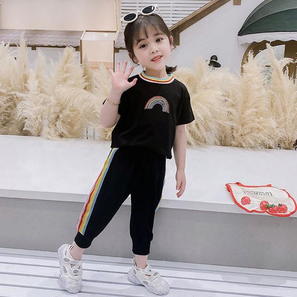 toddler girls summer active set t-shirt+cropped pants 2 pcs tracksuit children clothes rainbow print costume fashion 2021 clothing sets, White
toddler girls summer active set t-shirt+cropped pants 2 pcs tracksuit children clothes rainbow print costume fashion 2021 clothing sets, White