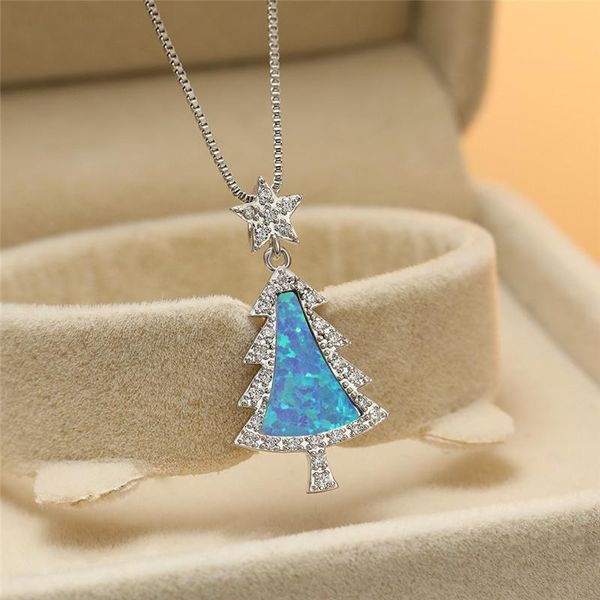 pendant necklaces white blue opal stone necklace cute star christmas tree fashion silver color chain for women jewelry
pendant necklaces white blue opal stone necklace cute star christmas tree fashion silver color chain for women jewelry