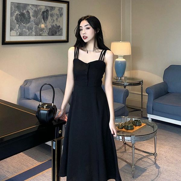 casual dresses ladies summer dress 2022 slim waist all-match sling fairy solid color quality french female black, Black;gray
casual dresses ladies summer dress 2022 slim waist all-match sling fairy solid color quality french female black, Black;gray