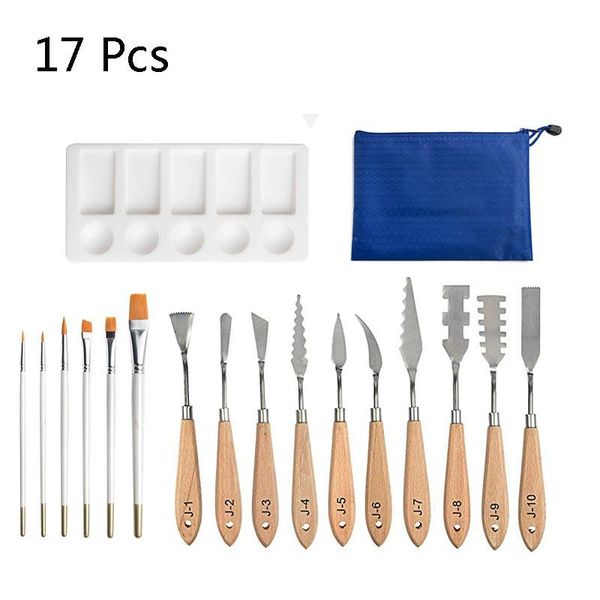 gift sets 17 pcs/bag oil art painting set knife kit nylon hair brushes pen with palette for pigment drawing supplies
gift sets 17 pcs/bag oil art painting set knife kit nylon hair brushes pen with palette for pigment drawing supplies