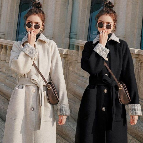 women's wool & blends winter warm thicken coat women elegant with belt long oversized outwear jacket female korea fahion cltothing 2021, Black
women's wool & blends winter warm thicken coat women elegant with belt long oversized outwear jacket female korea fahion cltothing 2021, Black