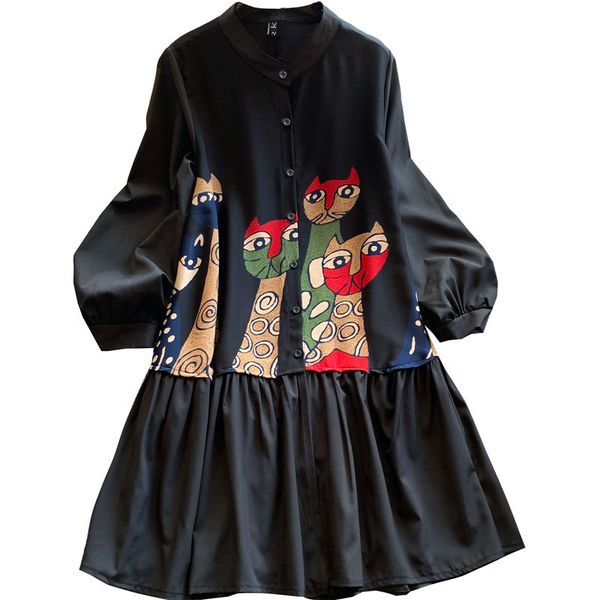 spring vintage long sleeve women print casual plus size runway robe puff ladies ruffles shirt dresses 210510, Black;gray
spring vintage long sleeve women print casual plus size runway robe puff ladies ruffles shirt dresses 210510, Black;gray