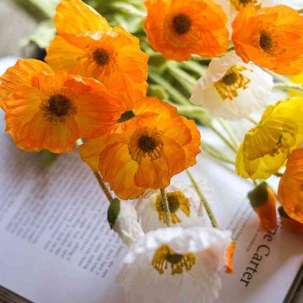icelandic beauty simulation poppy spring fresh flower set decoration art