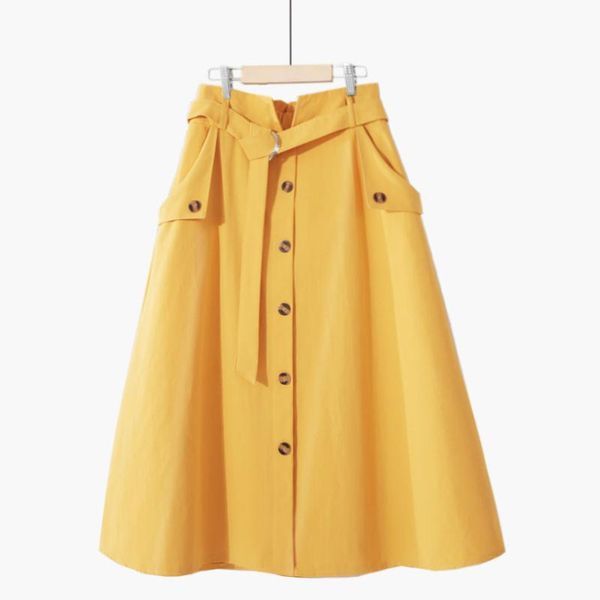 skirts summer cotton lace-up solid buttons midi skirt elastic waist single-breasted belt pockets a- line preppy below knee, Black
skirts summer cotton lace-up solid buttons midi skirt elastic waist single-breasted belt pockets a- line preppy below knee, Black