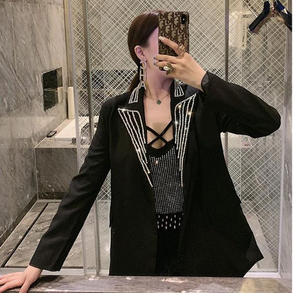 women's suits & blazers lanmrem 2021 solid color blazer female design heavy work nail drill long sleeve one button suit pc196, White;black
women's suits & blazers lanmrem 2021 solid color blazer female design heavy work nail drill long sleeve one button suit pc196, White;black