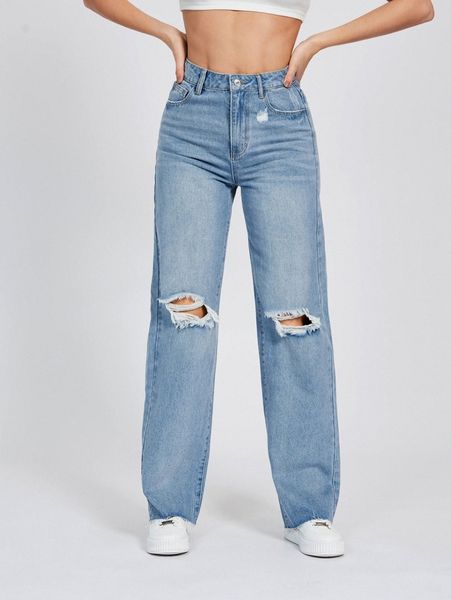 tall high waist ripped wide leg jeans l0it#, Blue
tall high waist ripped wide leg jeans l0it#, Blue