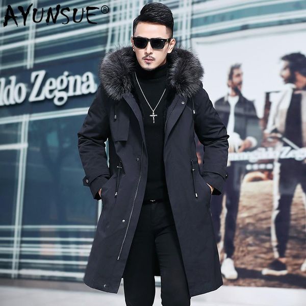 men's leather & faux ayunsue mens parka real fur coat long winter jacket men big raccoon collar natural liner parkas man c29a717271, Black
men's leather & faux ayunsue mens parka real fur coat long winter jacket men big raccoon collar natural liner parkas man c29a717271, Black