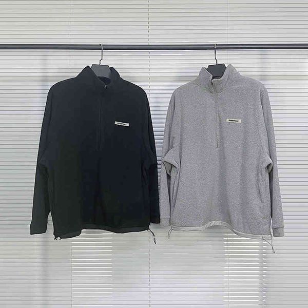 far of god essentials fog double thread half zipper cardigan stand collar fleece jacket for men, Black
far of god essentials fog double thread half zipper cardigan stand collar fleece jacket for men, Black