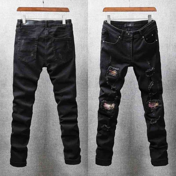 jeans 608ameri hole trend black men's patch embroidery floral slim elastic leggings, Blue
jeans 608ameri hole trend black men's patch embroidery floral slim elastic leggings, Blue