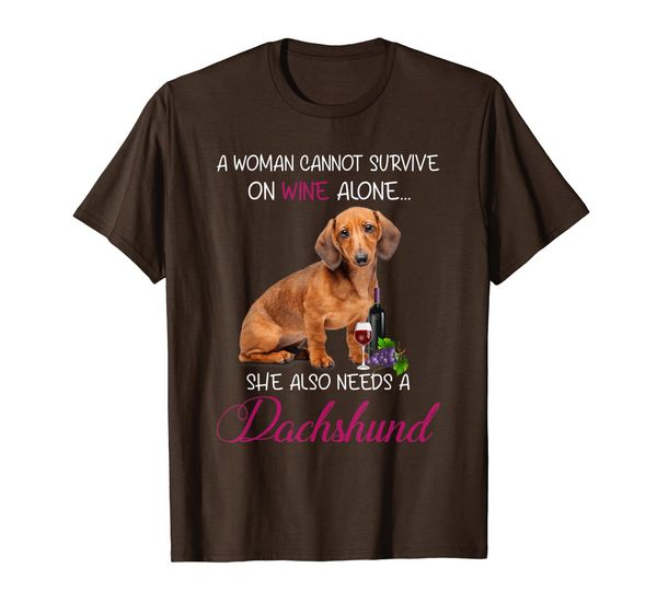 Woman Wine and Dachshund Dog Lover T-Shirt Gift, Mainly pictures