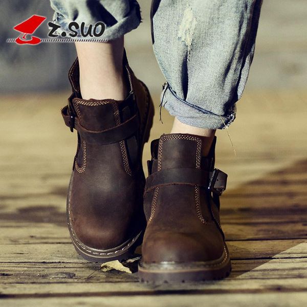 boots women desert couples casual shoes outdoor autumn genuine leather for woman, Black