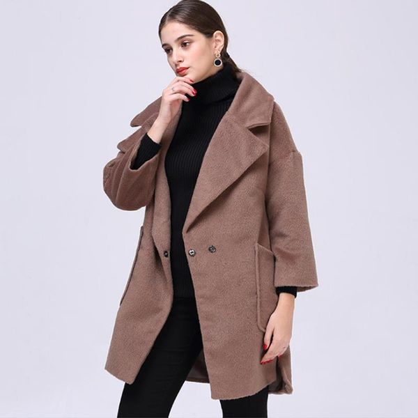 women's wool & blends autumn winter woolen coat women 2021 european slim warm thick jacket coats female vintage outwear, Black
women's wool & blends autumn winter woolen coat women 2021 european slim warm thick jacket coats female vintage outwear, Black