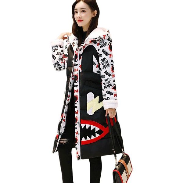 women's trench coats fashion winter cotton down jacket women parka cartoon print hooded long padded elegant thick warm coat, Tan;black
women's trench coats fashion winter cotton down jacket women parka cartoon print hooded long padded elegant thick warm coat, Tan;black