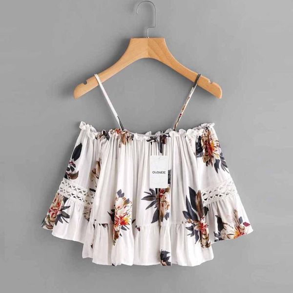 women's blouses & shirts floral lace shirt women sling casual off shoulder summer blouse elegant cami loose chemise korean harajuku blu, White
women's blouses & shirts floral lace shirt women sling casual off shoulder summer blouse elegant cami loose chemise korean harajuku blu, White