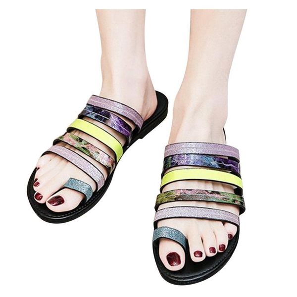 

summer colorful slippers women roman flip flops shoes flat sandals low heel slides ladies woman beach, Black