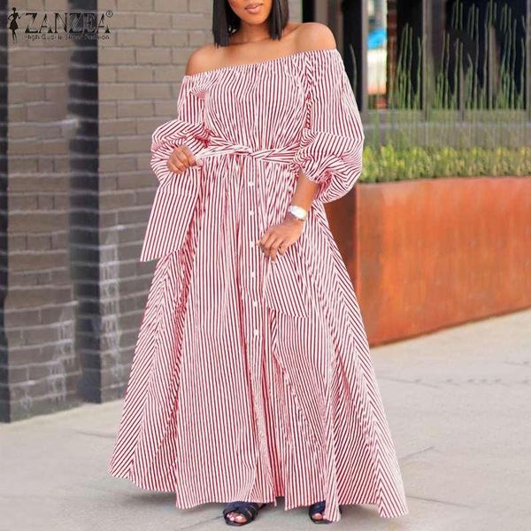 casual dresses women summer party beach sundress zanzea bohemian striped off shoulder long dress puff sleeve lace up maxi vestidos robe, Black;gray
casual dresses women summer party beach sundress zanzea bohemian striped off shoulder long dress puff sleeve lace up maxi vestidos robe, Black;gray
