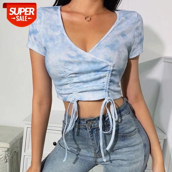 2020 women summer tie dyeing pattern short sleeve outfit slim crop drawing straps deep v-neck wild fashion t shirt #kc48, White
2020 women summer tie dyeing pattern short sleeve outfit slim crop drawing straps deep v-neck wild fashion t shirt #kc48, White