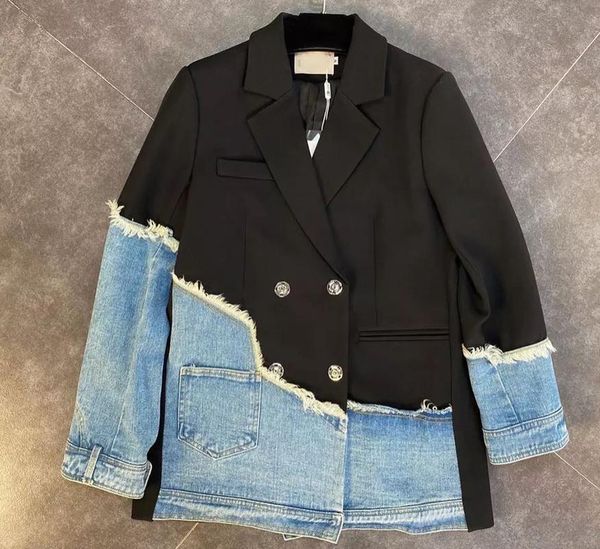 women's suits & blazers 2021 autumn women long sleeve denim stitching blazer fashion trend ladies suit korean style contrast color desi, White;black
women's suits & blazers 2021 autumn women long sleeve denim stitching blazer fashion trend ladies suit korean style contrast color desi, White;black