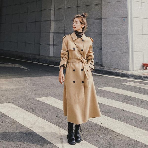 women's wool & blends nice england style double-breasted long women coat winter warm thick outerwear female clothes with belt, Black
women's wool & blends nice england style double-breasted long women coat winter warm thick outerwear female clothes with belt, Black