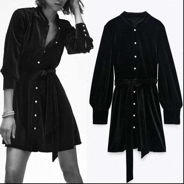 za womens dresses autumn black velvet mini women vintage french elegant long sleeve dress woman fashion tie belt ladies, Black;gray
za womens dresses autumn black velvet mini women vintage french elegant long sleeve dress woman fashion tie belt ladies, Black;gray