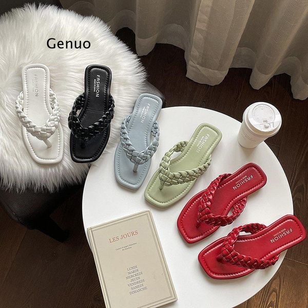 slippers women's flip flops 2021 summer weave flat beach sandals pure color casual vacation fashion woman shoes, Black
slippers women's flip flops 2021 summer weave flat beach sandals pure color casual vacation fashion woman shoes, Black