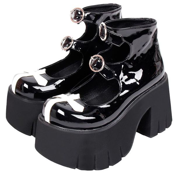 dress shoes angelic imprint woman gothic lolita cosplay punk lady high heels wedges pumps girl princess party 10cm pl 7019, Black