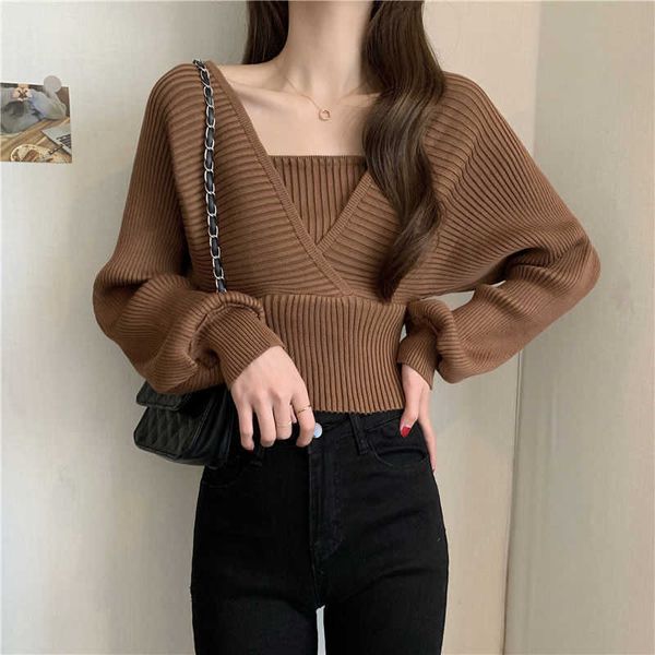 autumn chic fashion slim black v neck fake two piece knitted long sleeve crop sweaters pull sueters mujer wild solid 210610, White
autumn chic fashion slim black v neck fake two piece knitted long sleeve crop sweaters pull sueters mujer wild solid 210610, White