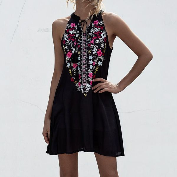 casual dresses summer halter lace up retro ethnic style print floral mini dress vintage sleeveless tank party for women, Black;gray
casual dresses summer halter lace up retro ethnic style print floral mini dress vintage sleeveless tank party for women, Black;gray