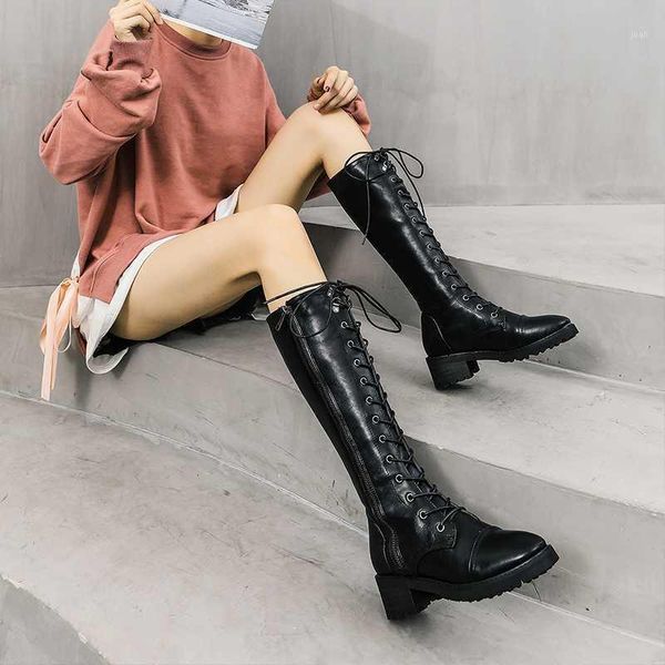 boots women long shoes fashion british style lace-up comfortable round toe zipper ladies1, Black
boots women long shoes fashion british style lace-up comfortable round toe zipper ladies1, Black
