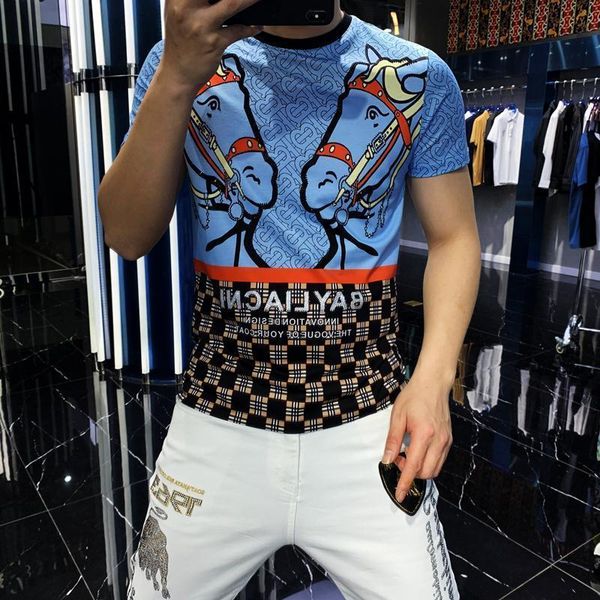 men's t-shirts 2021 summer male horse head print thin around the neck of fashion mark short sleeve shirt, White;black
men's t-shirts 2021 summer male horse head print thin around the neck of fashion mark short sleeve shirt, White;black