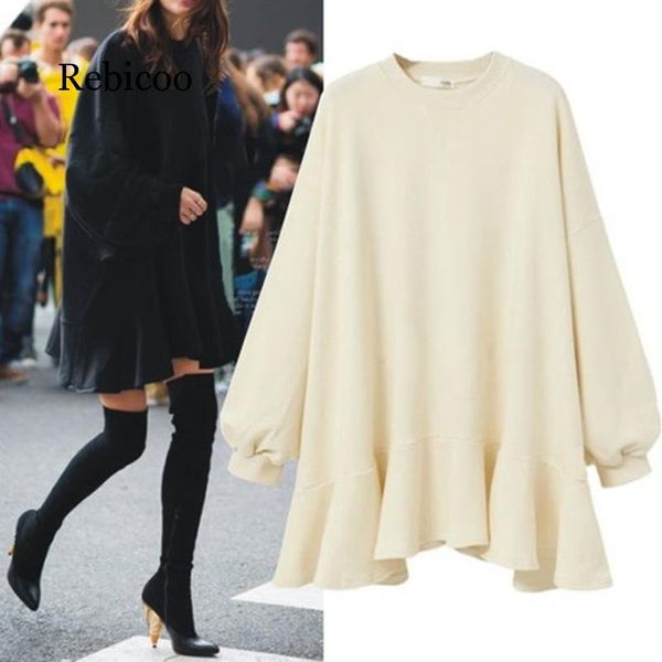 casual dresses 2021 autumn and winter ruffled dress europe america base bat sleeve sweater female, Black;gray
casual dresses 2021 autumn and winter ruffled dress europe america base bat sleeve sweater female, Black;gray