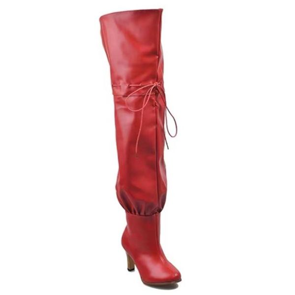 boots high women over knee genuine leather heel shoes autumn winter long botas mujer, Black