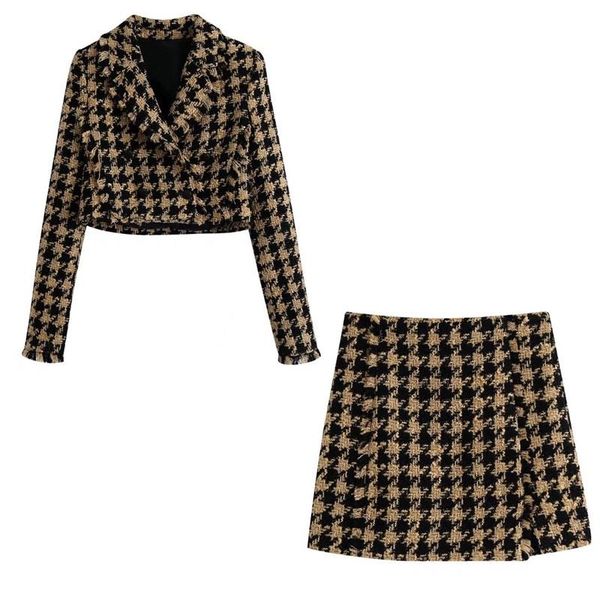 two piece dress zxqj women fashion two-piece suit plaid flap pockets short coats front slit high waist side zipper skirts chic, White
two piece dress zxqj women fashion two-piece suit plaid flap pockets short coats front slit high waist side zipper skirts chic, White