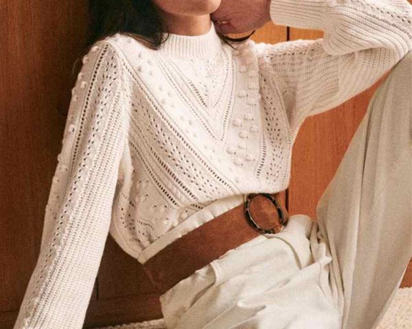 sweater 2021 fall/winter wool jacquard hollow long sleeve pullover loose x9pw, White;black
sweater 2021 fall/winter wool jacquard hollow long sleeve pullover loose x9pw, White;black