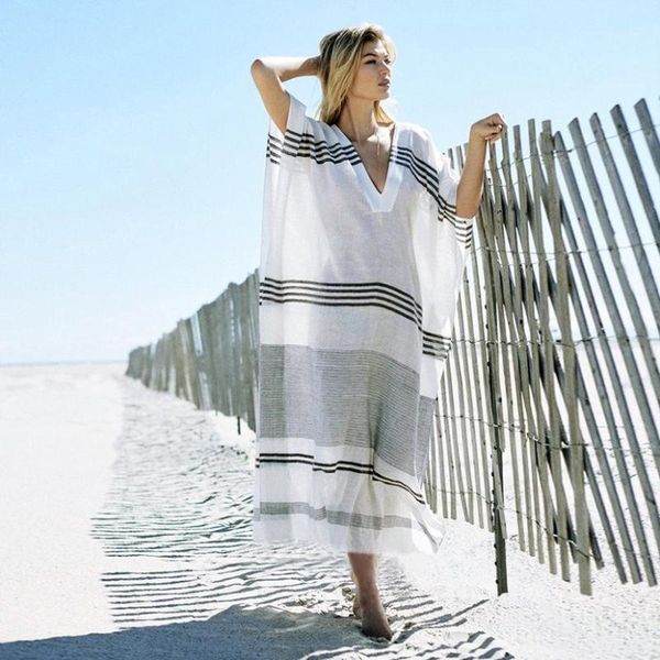 women's swimwear rayon stripe v-neck loose long bikini smock beach sunscreen dress swimsuit cover young style summer casual boho printe, White;black
women's swimwear rayon stripe v-neck loose long bikini smock beach sunscreen dress swimsuit cover young style summer casual boho printe, White;black