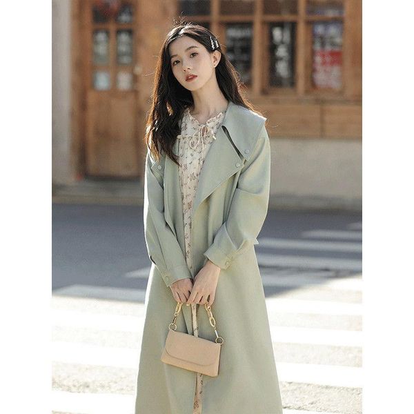 women's trench coats medium length windbreaker coat 2021 spring and autumn version slim waist british overcoat large size women, Tan;black
women's trench coats medium length windbreaker coat 2021 spring and autumn version slim waist british overcoat large size women, Tan;black