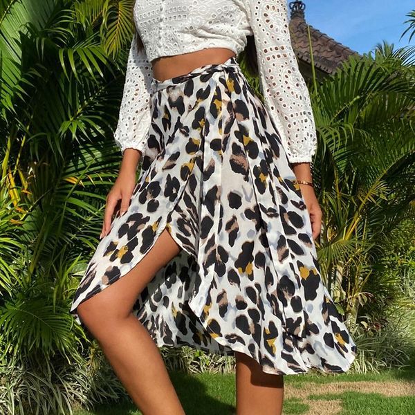 women chiffon leopard print skirt high waisted bandage long skirts split streetwear s size yellow, Black
women chiffon leopard print skirt high waisted bandage long skirts split streetwear s size yellow, Black