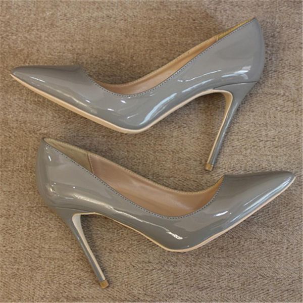 grey patent leather stiletto high heels slip-on pumps women low cut pointed toe dress party shoes for ladies, Black
grey patent leather stiletto high heels slip-on pumps women low cut pointed toe dress party shoes for ladies, Black