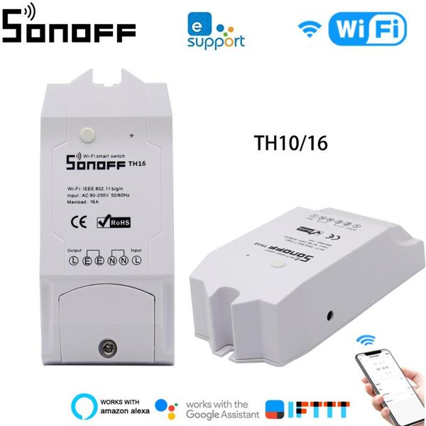 

smart home control sonoff th16 th10 10/16a wifi switch ewelink app monitor temperature humidity automation works with alexa google