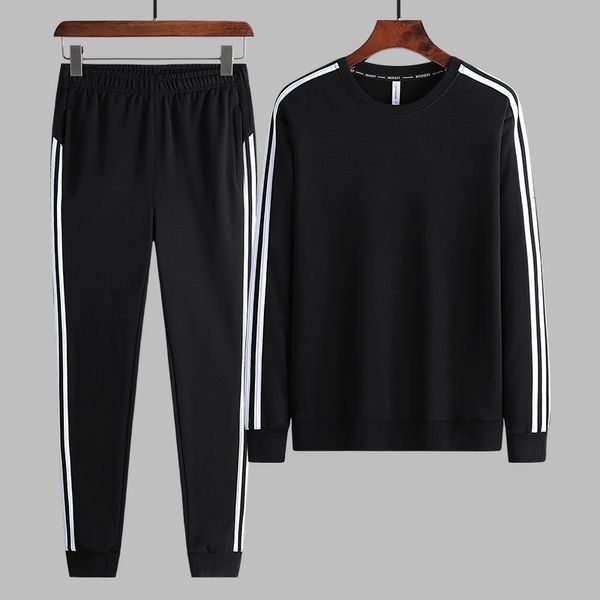 men's men's sweater spring and autumn loose large casual round ne suit two-piece set, Black
men's men's sweater spring and autumn loose large casual round ne suit two-piece set, Black
