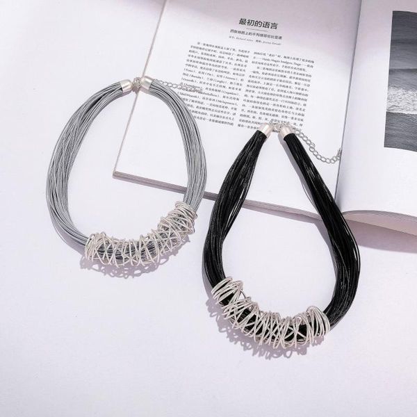 chokers multilayer leather rope necklace elegant fashion hollow out iron wire circle for women, Golden;silver
chokers multilayer leather rope necklace elegant fashion hollow out iron wire circle for women, Golden;silver