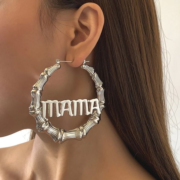 personality big lettaer mama bamboo hoop earring popular jewelry bamboo hiphop metal ring circle earrings for women, Silver
personality big lettaer mama bamboo hoop earring popular jewelry bamboo hiphop metal ring circle earrings for women, Silver