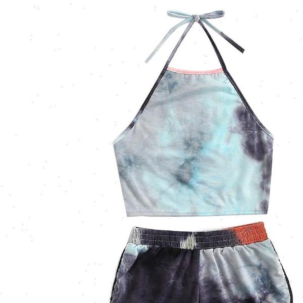 2pcs set summer tie women tracksuits dye halter suit sleeveless backless crop shorts tracksuit streetwear, Gray
2pcs set summer tie women tracksuits dye halter suit sleeveless backless crop shorts tracksuit streetwear, Gray