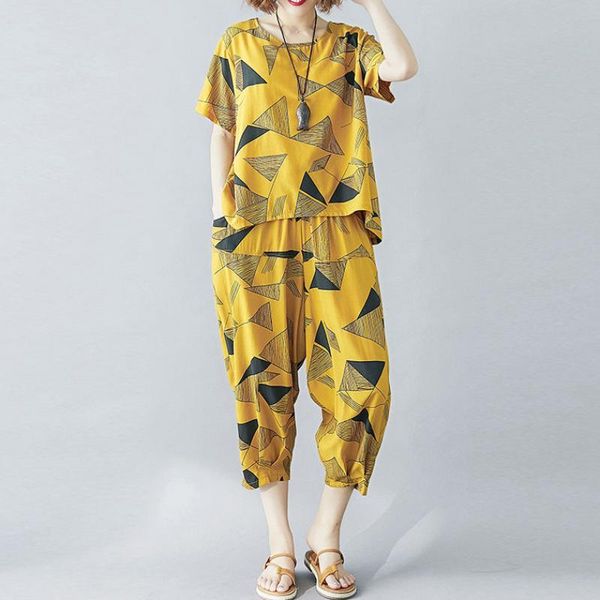 2pcs/set women suit short sleeve t-shirt + harem pants triangle plus size summer loose casual female clothes women's tracksuits, Gray
2pcs/set women suit short sleeve t-shirt + harem pants triangle plus size summer loose casual female clothes women's tracksuits, Gray