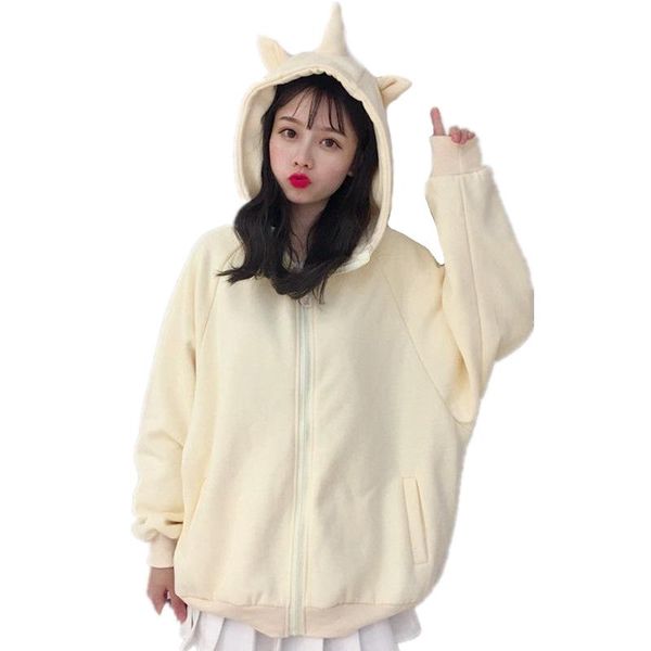 women's hoodies & sweatshirts autumn harajuku girl little devil horns ears hooded women casual loose zip-up pocket kawaii streetwear, Black
women's hoodies & sweatshirts autumn harajuku girl little devil horns ears hooded women casual loose zip-up pocket kawaii streetwear, Black