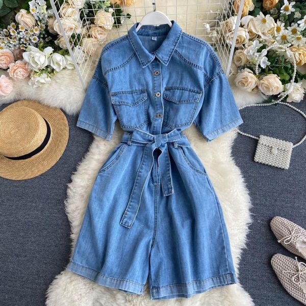 summer women vintage blue denim playsuits short sleeve rompers ladies casual chic jeans jumpsuits with sashes women's &, Black;white
summer women vintage blue denim playsuits short sleeve rompers ladies casual chic jeans jumpsuits with sashes women's &, Black;white