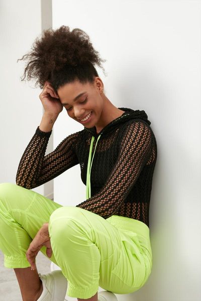 women's hoodies & sweatshirts trendyol hooded fishnet knitted sweatshirt twoaw22sw2243, Black
women's hoodies & sweatshirts trendyol hooded fishnet knitted sweatshirt twoaw22sw2243, Black